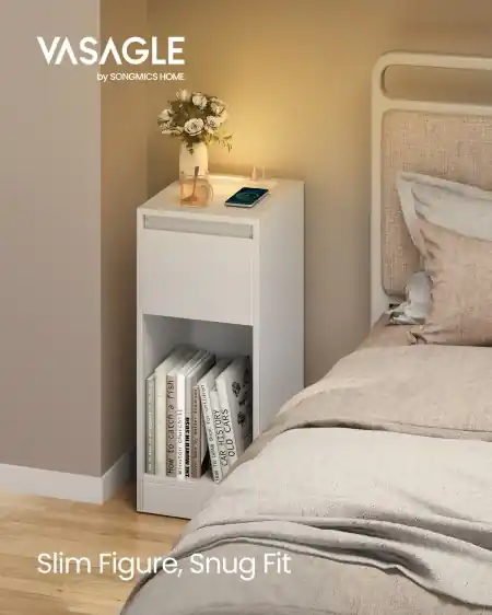 Noptiera Vasagle Alb 25x30x59.5 cm Expediere rapidă
