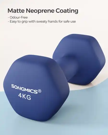 Set 2 buc. Gantere 2x4 kg Songmics Albastru 20.5x9.5x9 cm Preț mic