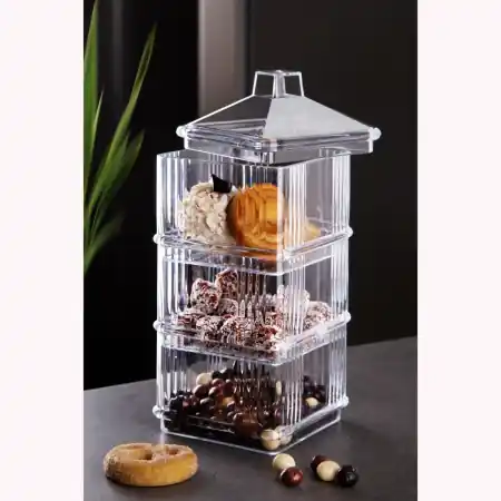Set cutii de depozitare, 3 bucati Kareakrlk Transparent 10x10x28.5 cm Plată sigură
