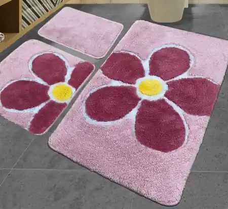 Set 3 Covorase de Baie Flower Pembe (Acryl) Noutate