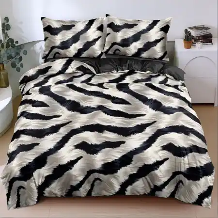Lenjerie Zebra Noir (Bumbac Satinat) Plată sigură