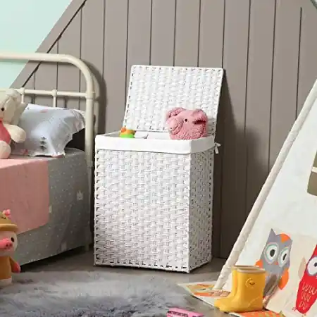 Cos de rufe, Songmics, Alb, 45.5x32x61 cm Reducere