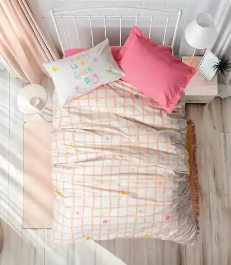 Lenjerie 1 Persoana Jours Roz (Bumbac 100%) Reducere extra