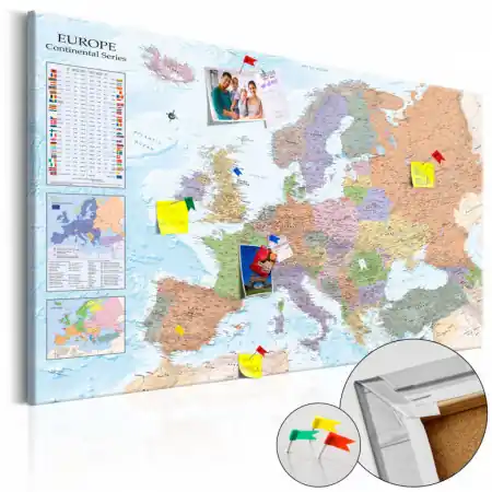 Bestseller Tablou din plută - Harta lumii Europa [Cork Map] 120x80 cm