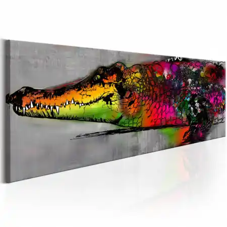 Tablou - Colourful Alligator 120x40 cm Super ofertă