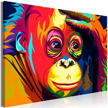 Ofertă limitată Tablou - Colourful Orangutan (1 Part) Wide 120x80 cm
