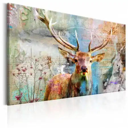 Tablou - Deer on Wood 90x60 cm Discount