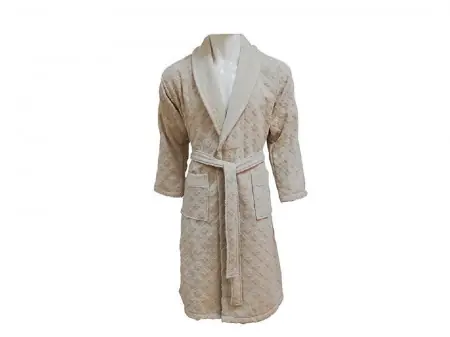Halat de Baie Jacquard Velour, Unisex, Clerica Bej Cel mai vândut