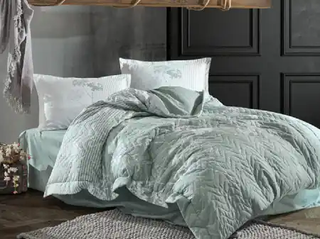 Discount Set Lenjerie si Cuvertura Luvi Mint (Bumbac 100%)