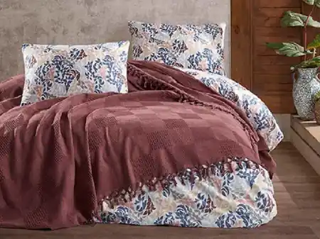 Lenjerie si Cuvertura Pique Marita Bordo (Bumbac 100%) Calitate înaltă