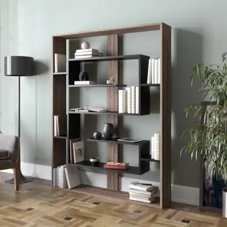 Biblioteca Esteban - Walnut, Negru Popular