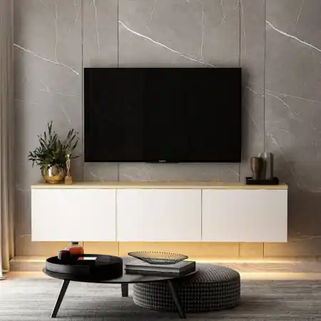 Comoda TV Neon - Alb v2 Preț redus