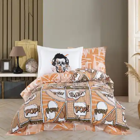 Lenjerie 1 Persoana Wow Sephia (Bumbac Poplin) Chilipir