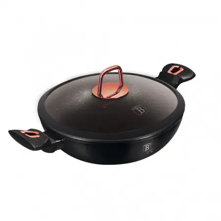 Chilipir Tigaie Wok cu capac, 30 cm, negru Rose Collection