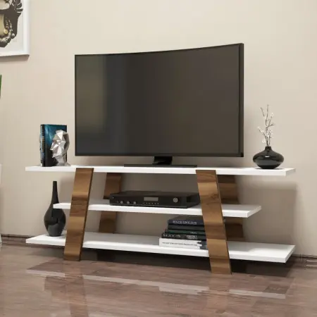 Bestseller Comoda TV Flower - Walnut, Alb