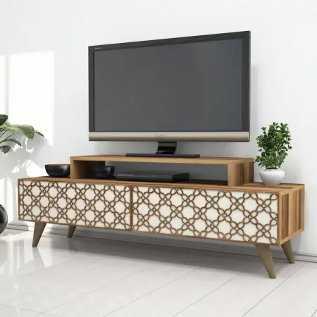 Reducere specială Comoda TV City - Walnut, Crem
