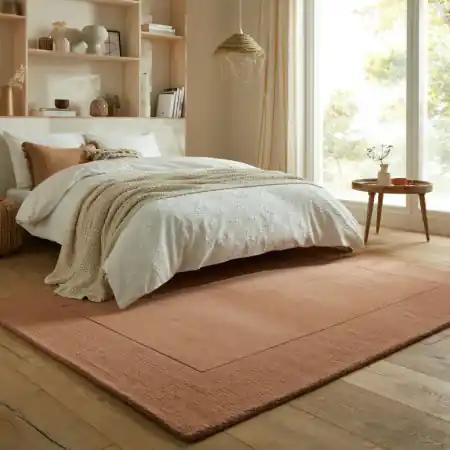 Covor Textured Wool Border Portocaliu 200X290 cm, Flair Rugs Ofertă exclusivă