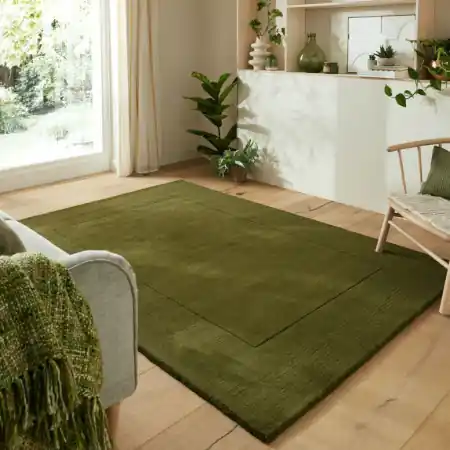 Vezi acum Covor Textured Wool Border Verde 200X290 cm, Flair Rugs