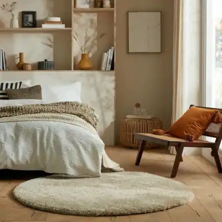 Covor Feather Soft Natural 133X133 cm, rotund, Flair Rugs Comandă acum