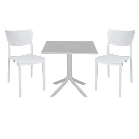Set de gradina masa si scaune Groovy-Ignite set 3 piese plastic alb 80x80x74.5cm Doar azi