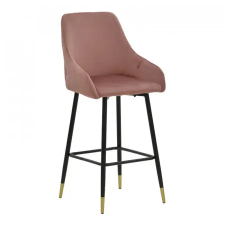Discount Scaun de bar Lithe picioare metal auriu negru - catifea mar putred 47x44x98cm