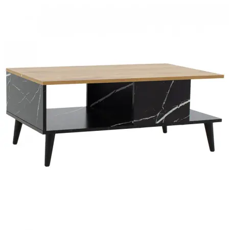 Bestseller Masuta de cafea Moses culoare sonoma - aspect marmura neagra 90x54x37.5cm
