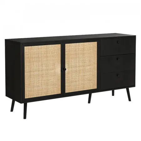 Consola Oslo neagra cu culoare lemn natural 150x39x79cm Cumpără online