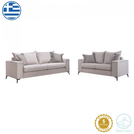 Set canapele de living Verona 2 buc 2 - 3 locuri crem mak01 - perne mocha mak03 Ofertă de sezon