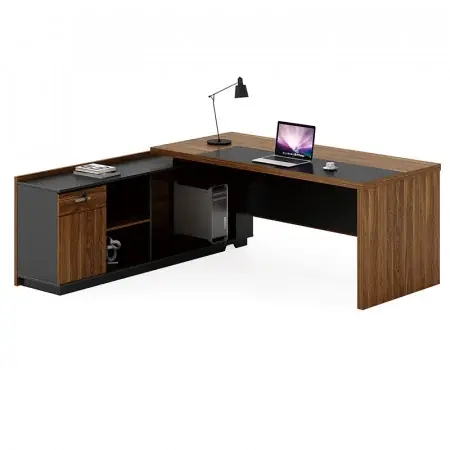 Birou pe colt stanga Oscar nuc - antracit 200x180x76cm Preț promoțional