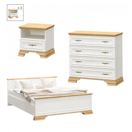 Set mobila dormitor pentru elevi Dreams 5, 4 bucati Alb - Stejar Reducere