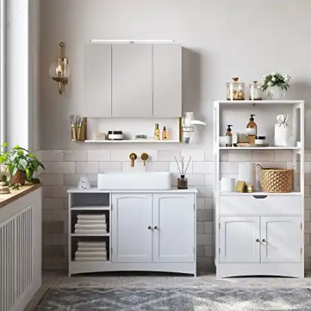Dulap de depozitare pentru lavoar, Vasagle, Auriu, 70x16x70 cm Reducere specială