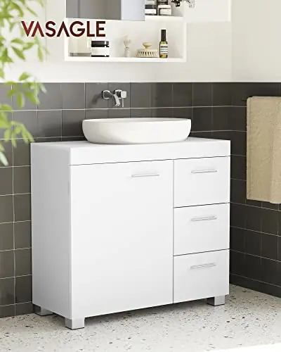 Dulap de depozitare pentru lavoar, Vasagle, Alb, 70x30x64 cm Livrare rapidă