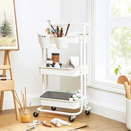 Bestseller Raft depozitare cu roti, Songmics, Alb, 41.6x33.5x86.3 cm