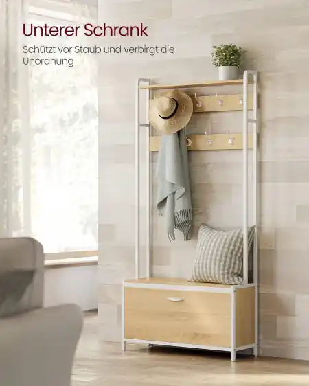 Cuier, Vasagle, Natural-Alb, 85x30x180 cm Discount