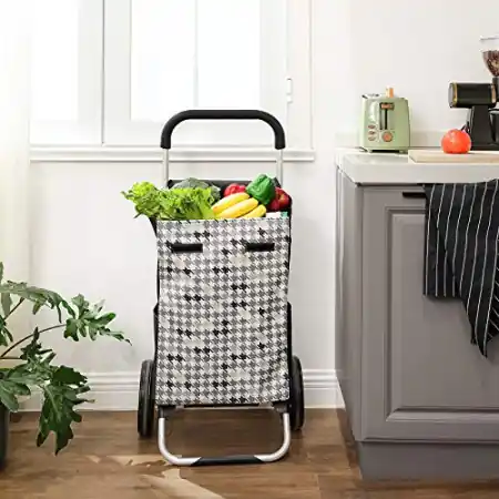 Ofertă exclusivă Carucior pentru cumparaturi, Songmics, Negru, 47x33x97 cm