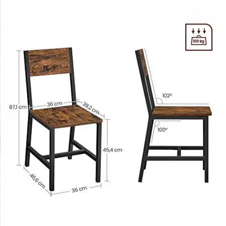 Set 2 scaune dining, Vasagle, Negru , 87.6x50x36 cm Retur gratuit