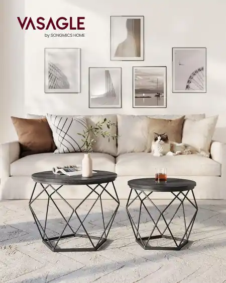 Set 2 masute laterale, Vasagle, Negru, 50x50x40 cm Livrare expres