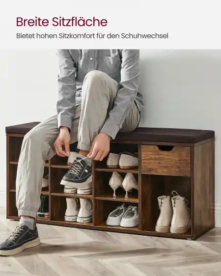 Bestseller Pantofar bancuta hol cufar cu depozitare, Vasagle, Maro, 104x30.5x48 cm