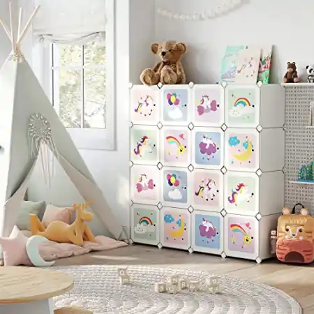 Set 16 cuburi modulare pentru depozitare, Songmics, Alb, 123x31x123 cm Vezi acum
