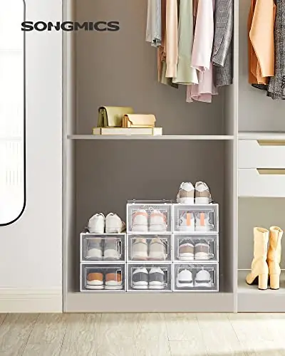 Cumpără online Pantofar din plastic, Songmics, Alb, 33.3x23x14 cm