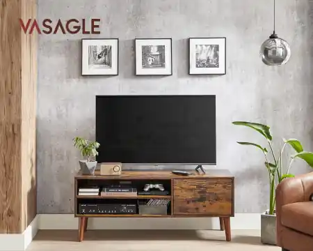Expediere rapidă Comoda TV, Vasagle, Maro, 120x40x49 cm