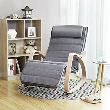 Scaun balansoar, Songmics, Gri, 121.5x67x84 cm Mai ieftin