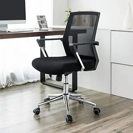 Preț mic Scaun de birou, Songmics, Negru, 61x55x(92-102) cm