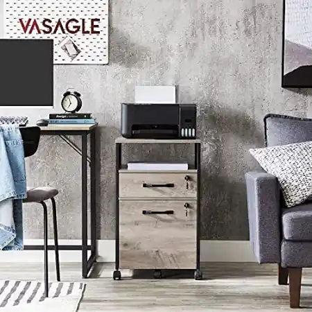 Bestseller Comoda birou, Vasagle, Negru-Ivoar, 44x42x69 cm