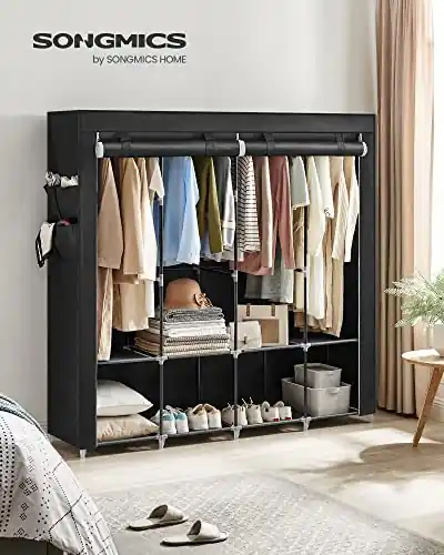 Lichidare de stoc Dulap pentru haine, Songmics, Negru, 170x45x167 cm