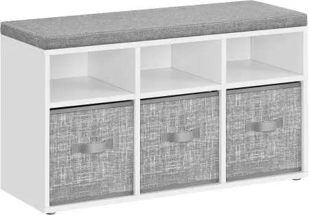 Bancuta cu spatiu depozitare si pantofar Vasagle Gri 87x30.3x48 cm Reducere