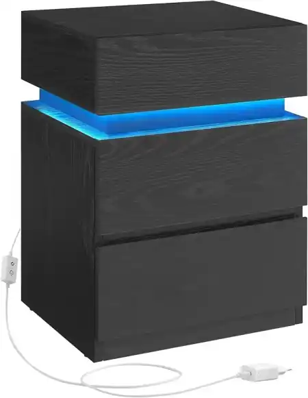 Doar azi Noptiera cu LED Vasagle Negru 40x35x55 cm