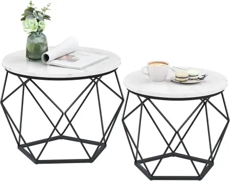 Set 2 masute de cafea Vasagle Alb 60x60x45 cm Doar azi