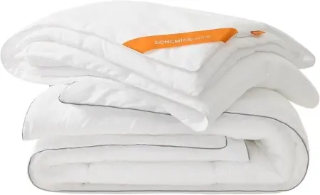 Expediere rapidă Set pilota 4 anotimpuri pentru pat king size, detasabila - 2 buc de grosimi diferite Songmics Alb 240x220x6 cm (Polyester 100%)