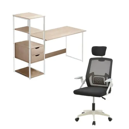 Set mobilier studenti birou si scaun de birou 2 buc Gloryn Pako World Negru 80x37x123 cm Promoție